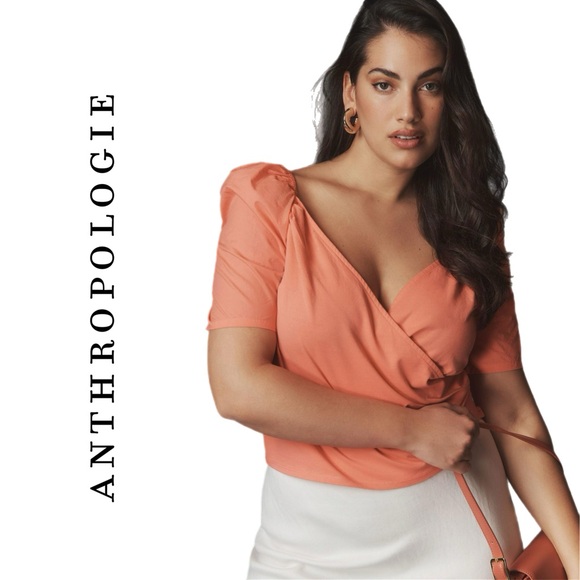 Anthropologie Puff-Sleeve Wrap Top - Picture 2 of 12